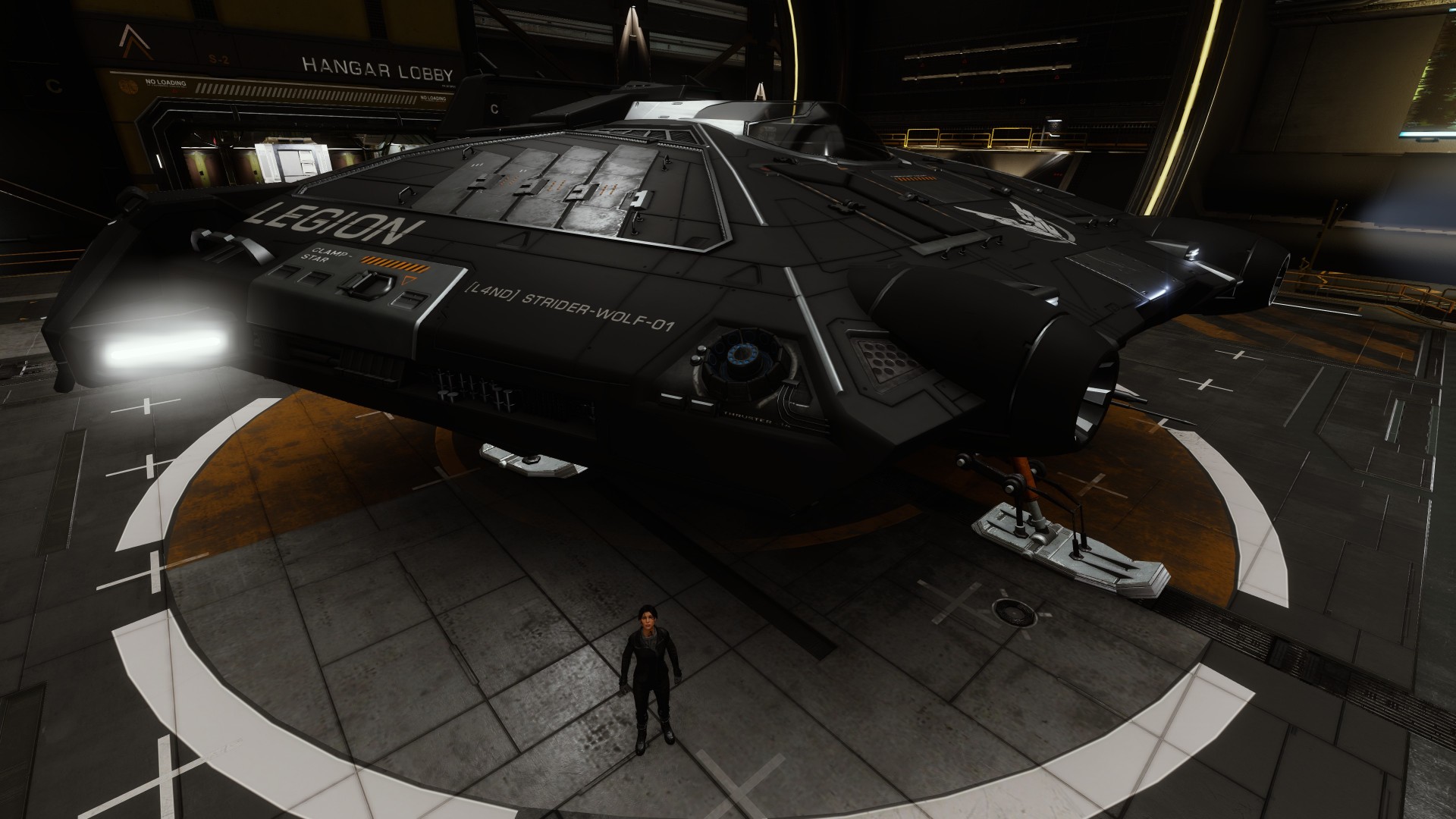 Legion member standing in front of their ship